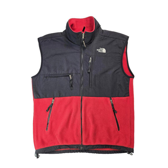 North Face Vintage Red Fleece Zip Gilet Vest Mens Size Large L - Picture 1 of 6